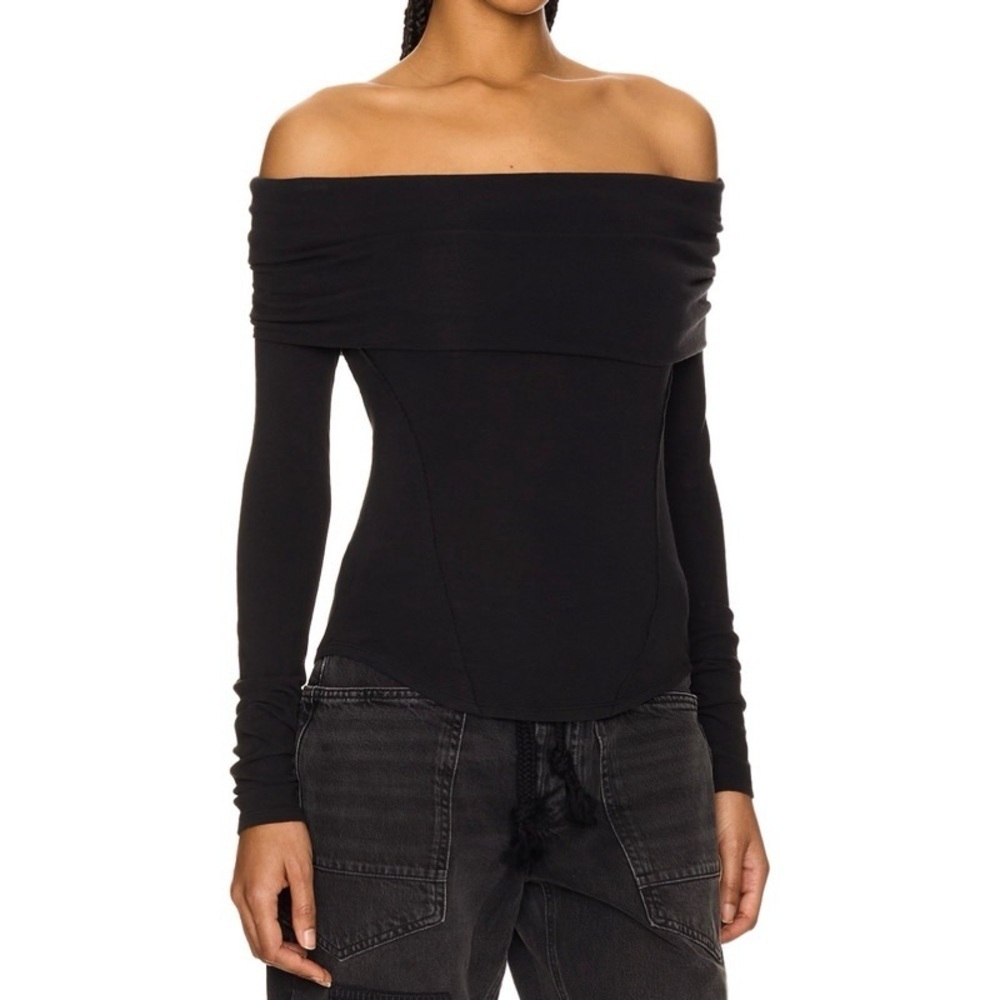 NEW FREE PEOPLE X REVOLVE Iris Off-The-Shoulder Layering Top in Black